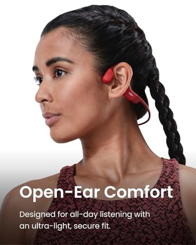 SHOKZ OpenRun Open-Ear Bone Conduction Sport Headphones, Sweat Resistant, Black B872