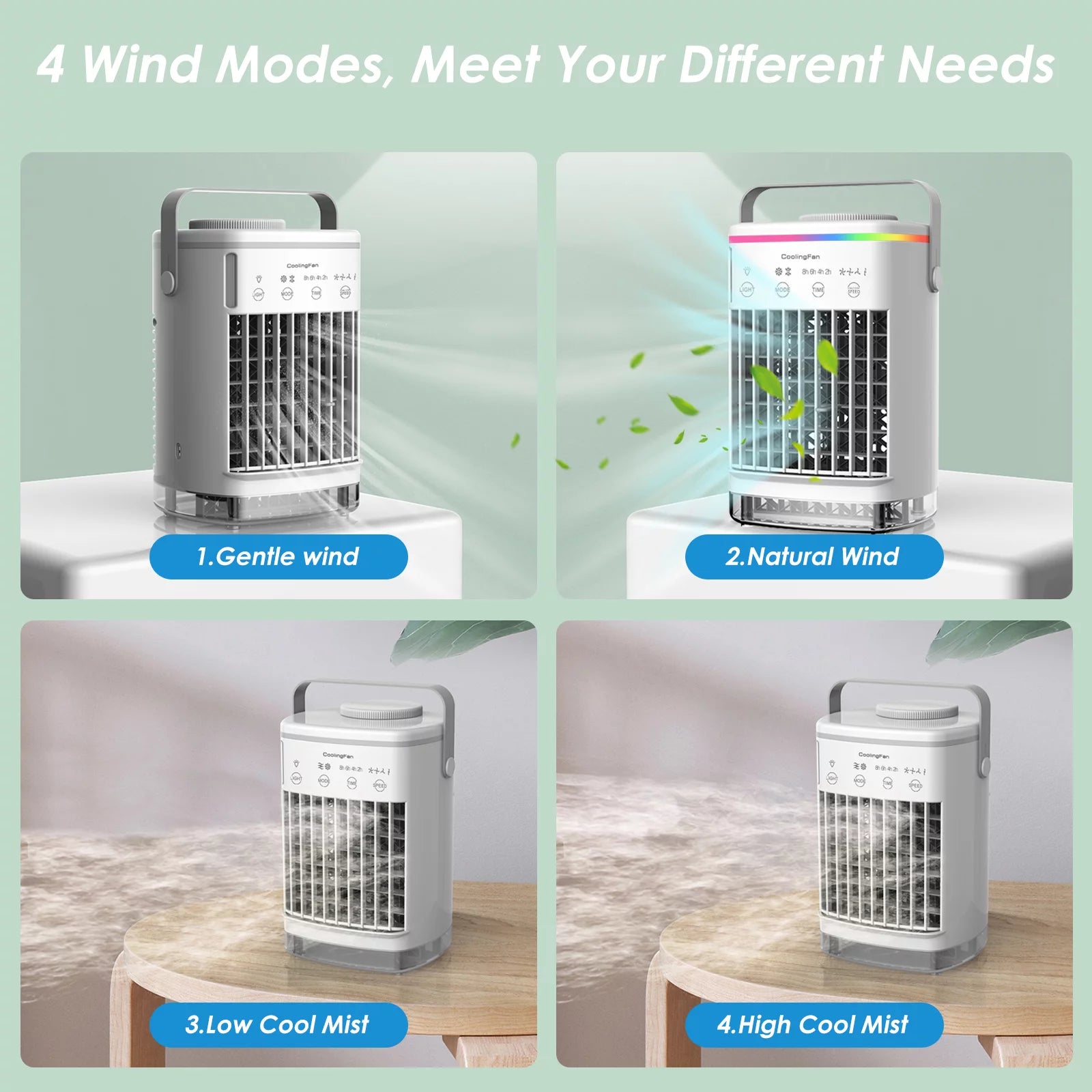 Paddsun Portable Air Conditioner Cooling Fan, Evaporative Air Cooler with Timer J7435