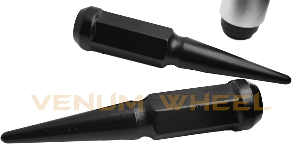 Venum 20 Pc 1/2"-20 Black Solid Spike Metal Lug Nuts with Key U9869