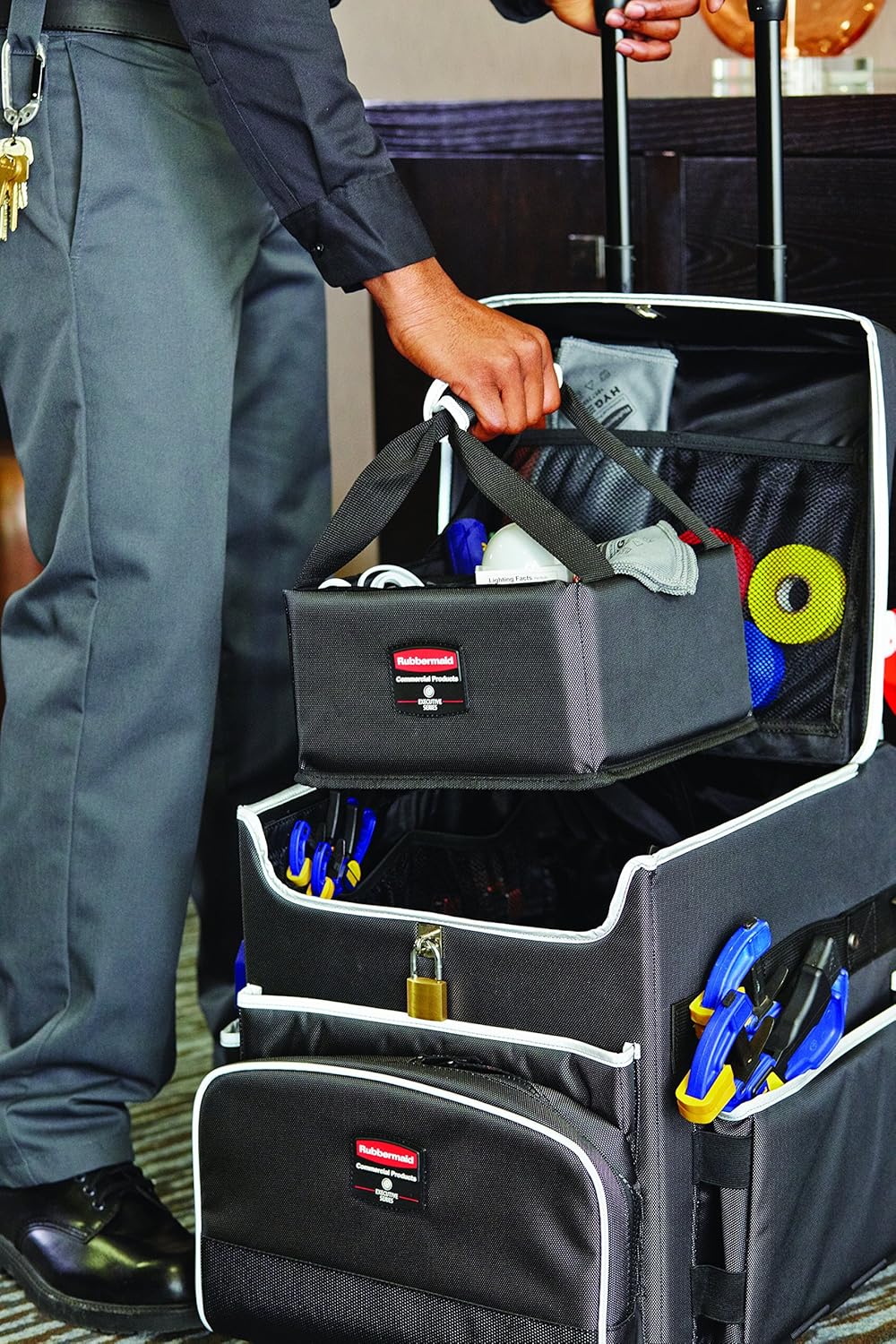 Rubbermaid Commercial Executive Janitorial Quick Cart, Small, Dark Gray G9149
