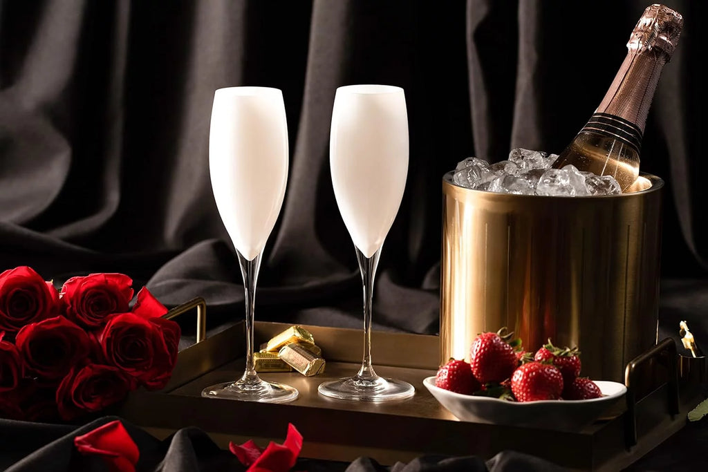 Toasting Flute Glasses Set of 6 Crystal - White - 11 oz A64526