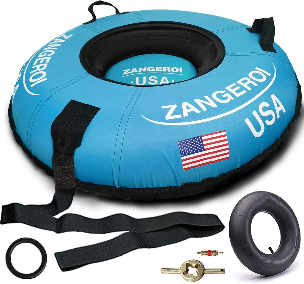 Snow Tube Snow Tubes for Sledding Heavy Duty Kids Snow Sleds for Kids and Adult Heavy Duty Snow Tube Sleds for Adults Inflatable Snow Tube for Kids with Snow Tube Cover 47inch Adult Snow Tube(Blue)