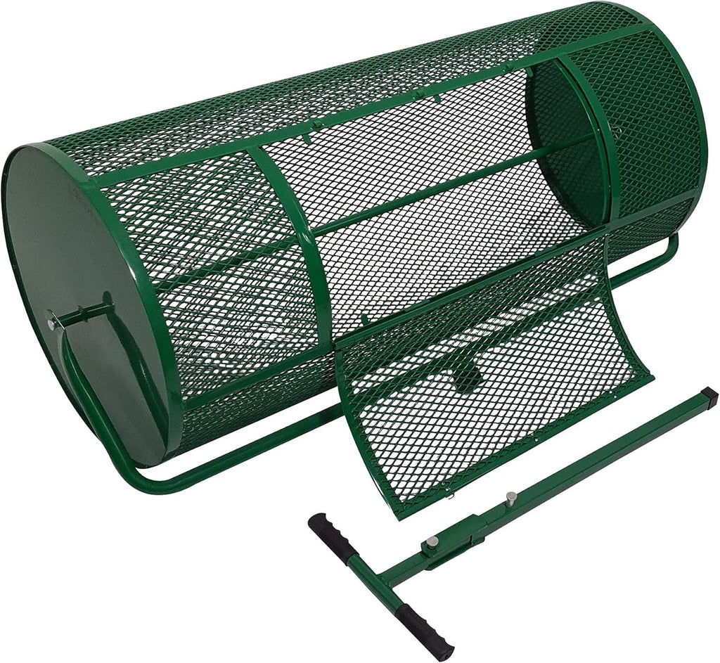 Landzie Lawn & Garden Spreader - 44 Inch Heavy Duty Metal Mesh Push/Tow Spreader for Compost, Peat Moss, Top Soil, Mulch B67611