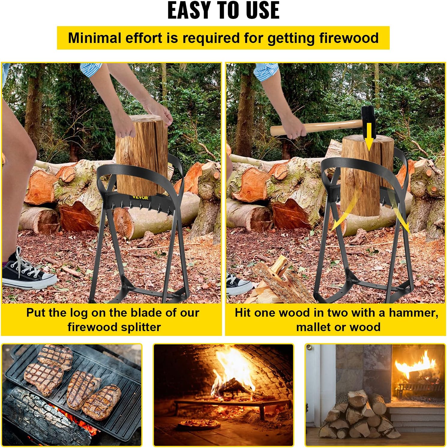 VEVOR Manual Log Splitter for 8" Diameter Wood, Q235 Steel, Pack of 2 W1642