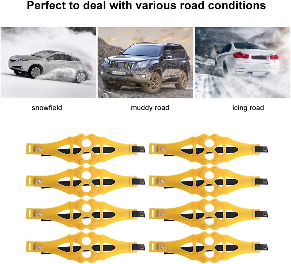 Universal Snow Chains Anti-skid Car Tire Chains, 8Pcs I3626