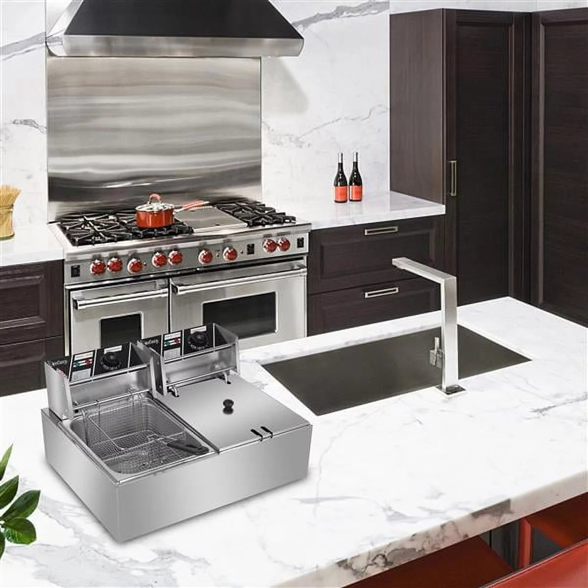 Stainless Steel Double-Cylinder Electric Fryer 12L Commercial Countertop L796788