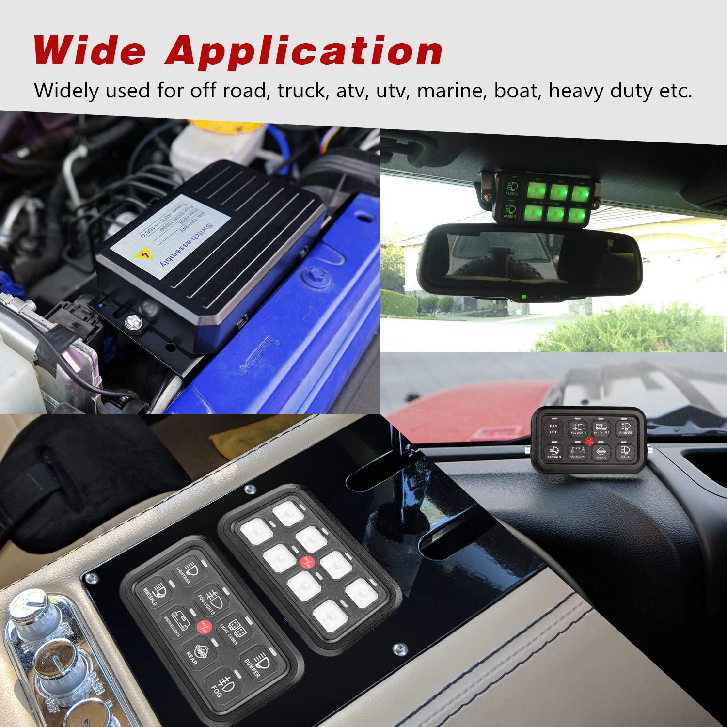 6 Gang Switch Panel Kit with Relay System for Car Marine Boat ATV UTV Truck R242