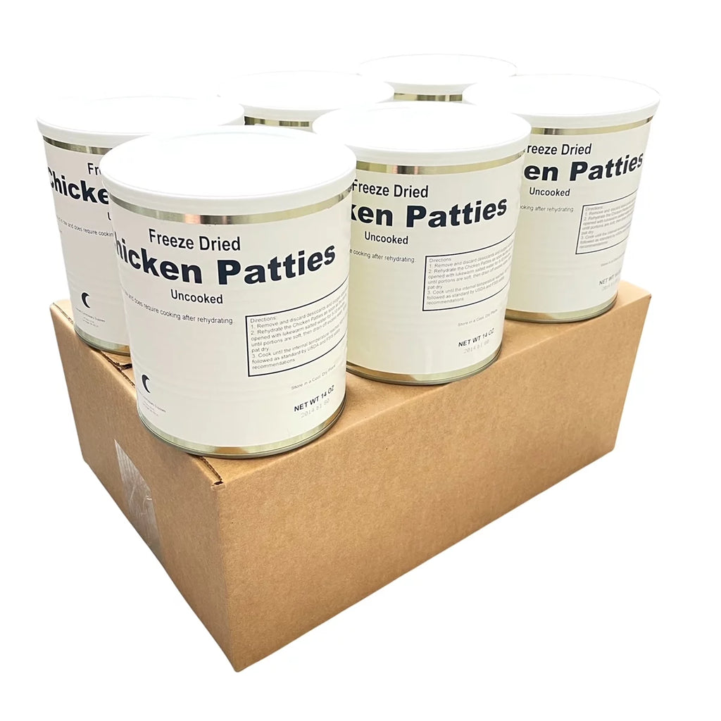 Military Surplus Uncooked Raw Freeze Dried Chicken Patties Emergency Preparedness Kit | Survival & Emergency Food | 6 Cans Per Case