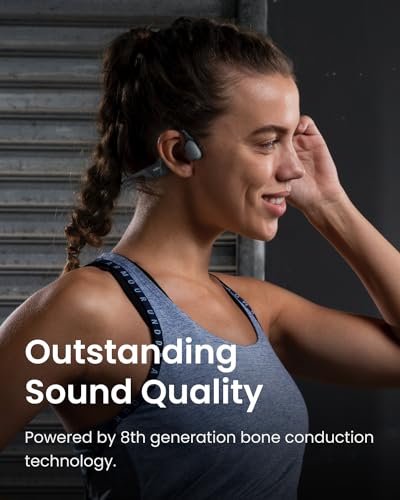 SHOKZ OpenRun Open-Ear Bone Conduction Sport Headphones, Sweat Resistant, Black B872