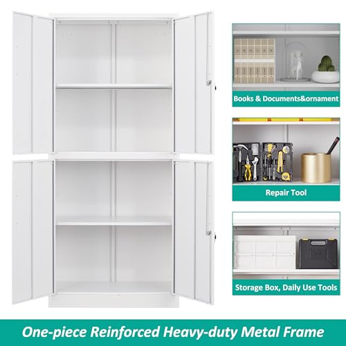 SISESOL Metal Storage Cabinet with 2 Adjustable Shelves, 36" H E162