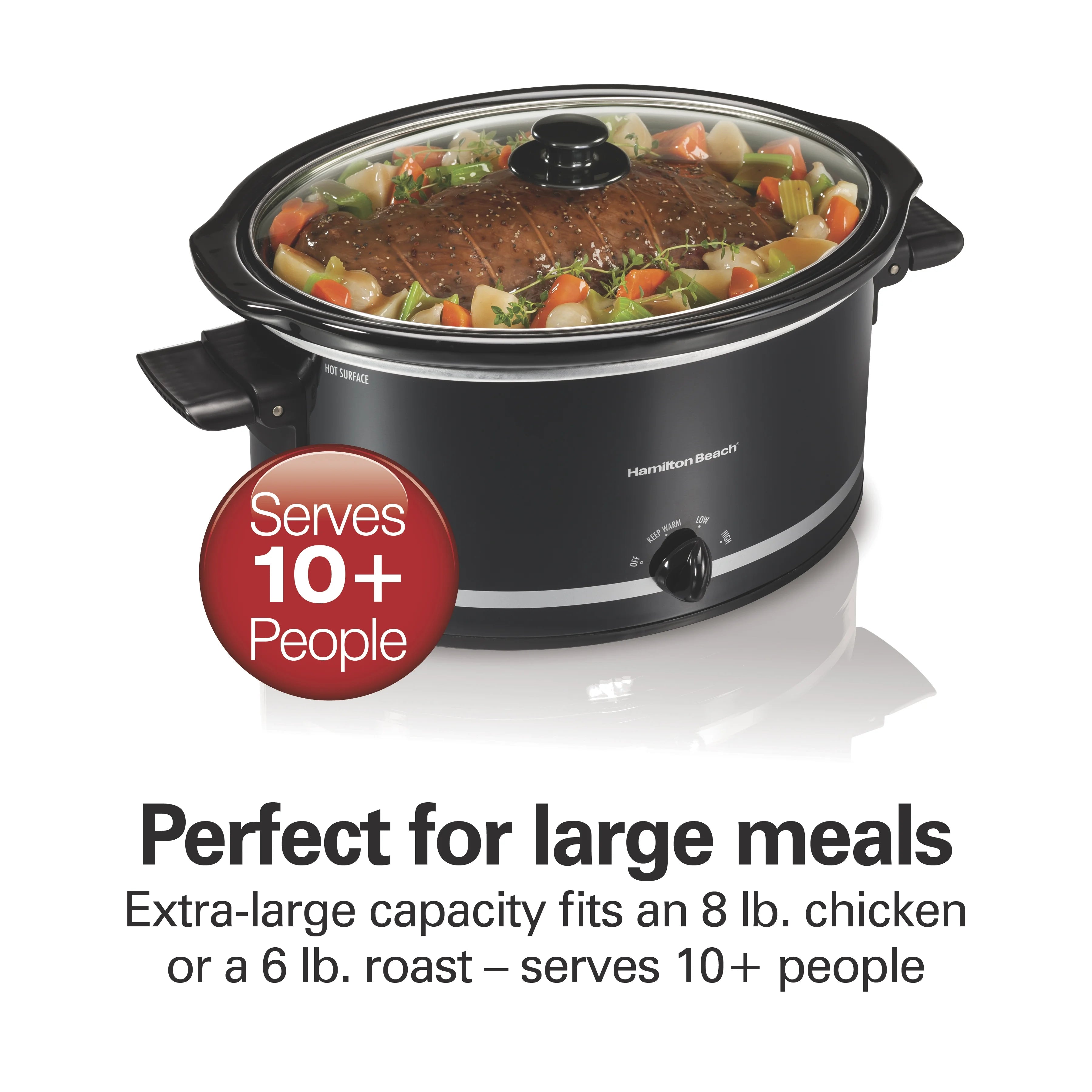 Hamilton Beach Slow Cooker 8 Quart, Removable Crock, Black M498162
