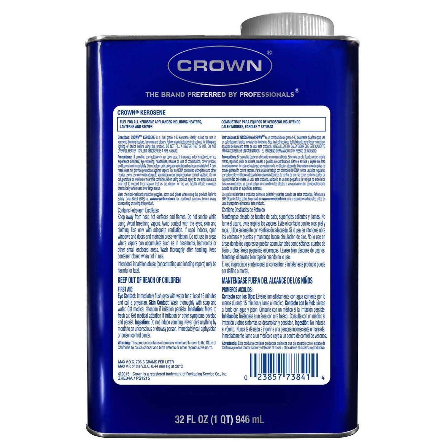 Crown 1-K Kerosene Clean Burning Fuel G677019