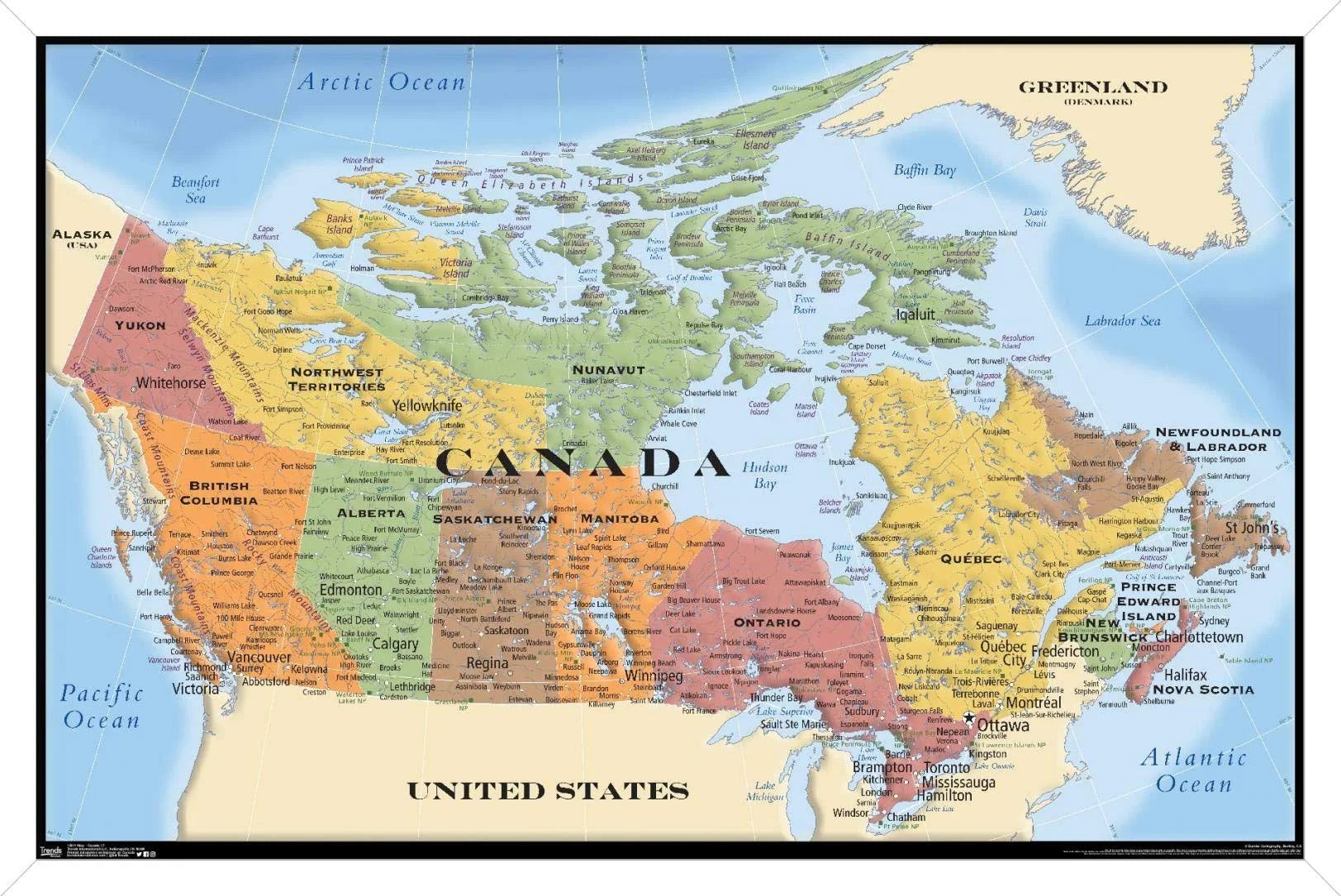 Map - Canada Poster, Size: 22.375 inch x 34 inch