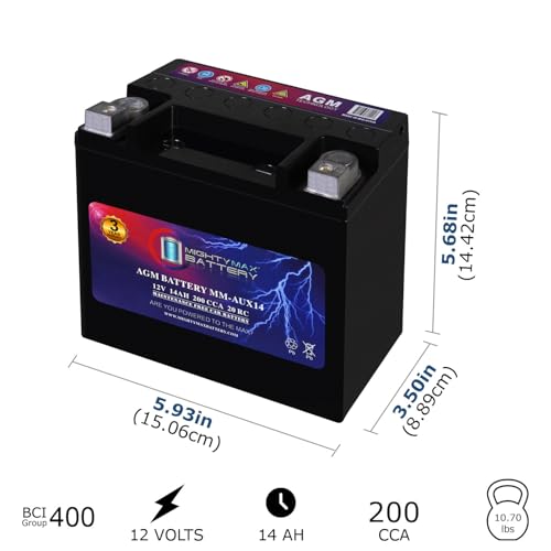 Mighty Max Battery MM-H5 Start and Stop Car Battery, Group Size 47, 12V 60 AH, AGM E711958