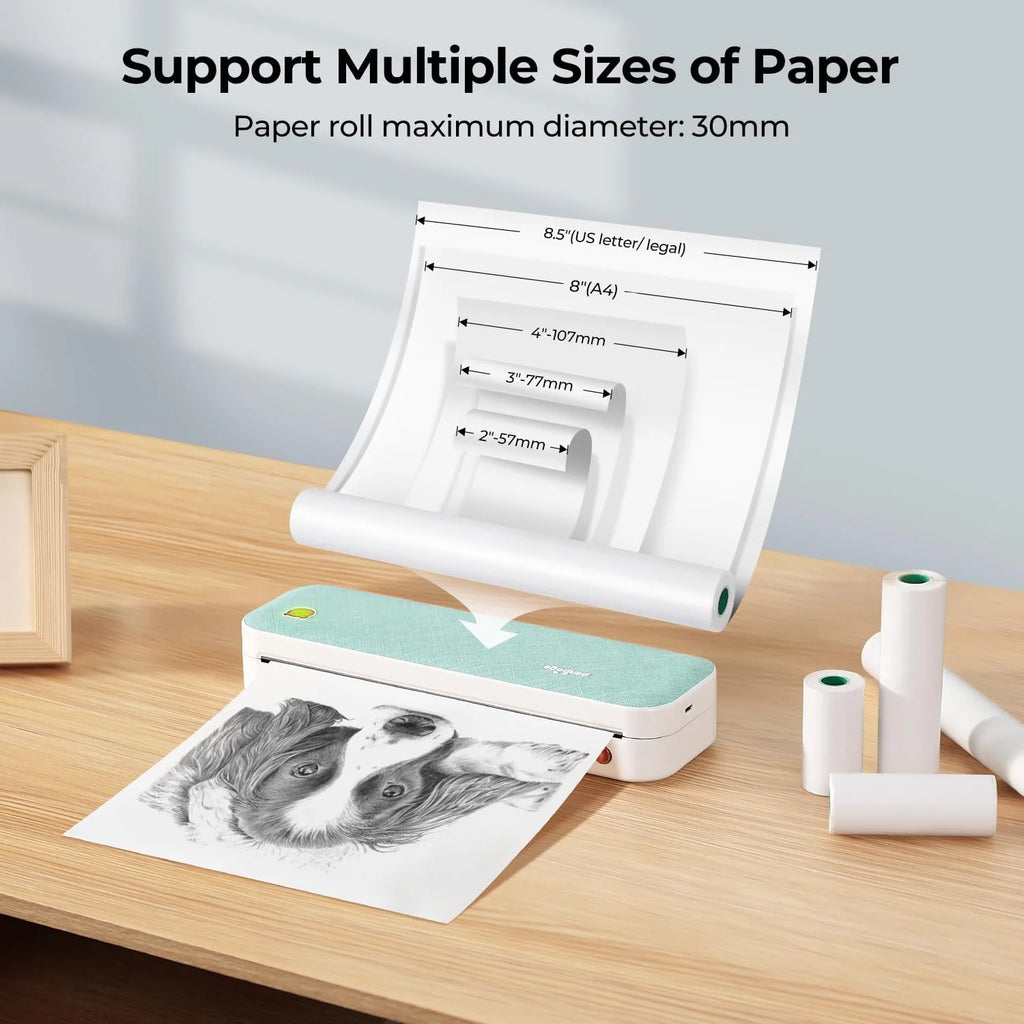 Mixfeer Wireless Portable Bluetooth Thermal Printer for Android iOS Phone & Laptop, Green V204173