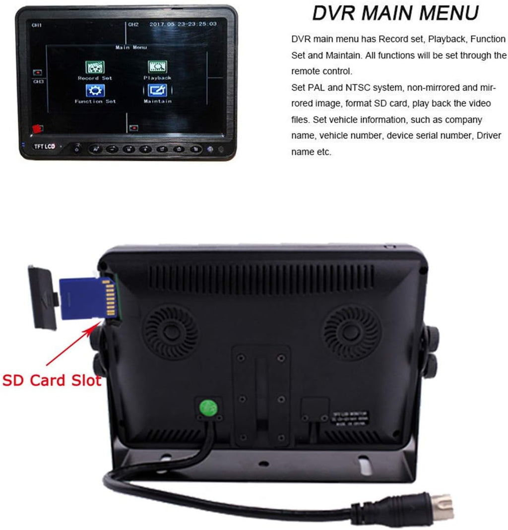 CAMSLEAD Heavy Truck Backup Camera System 7 inch Monitor with DVR and Quad Split Screen L1515