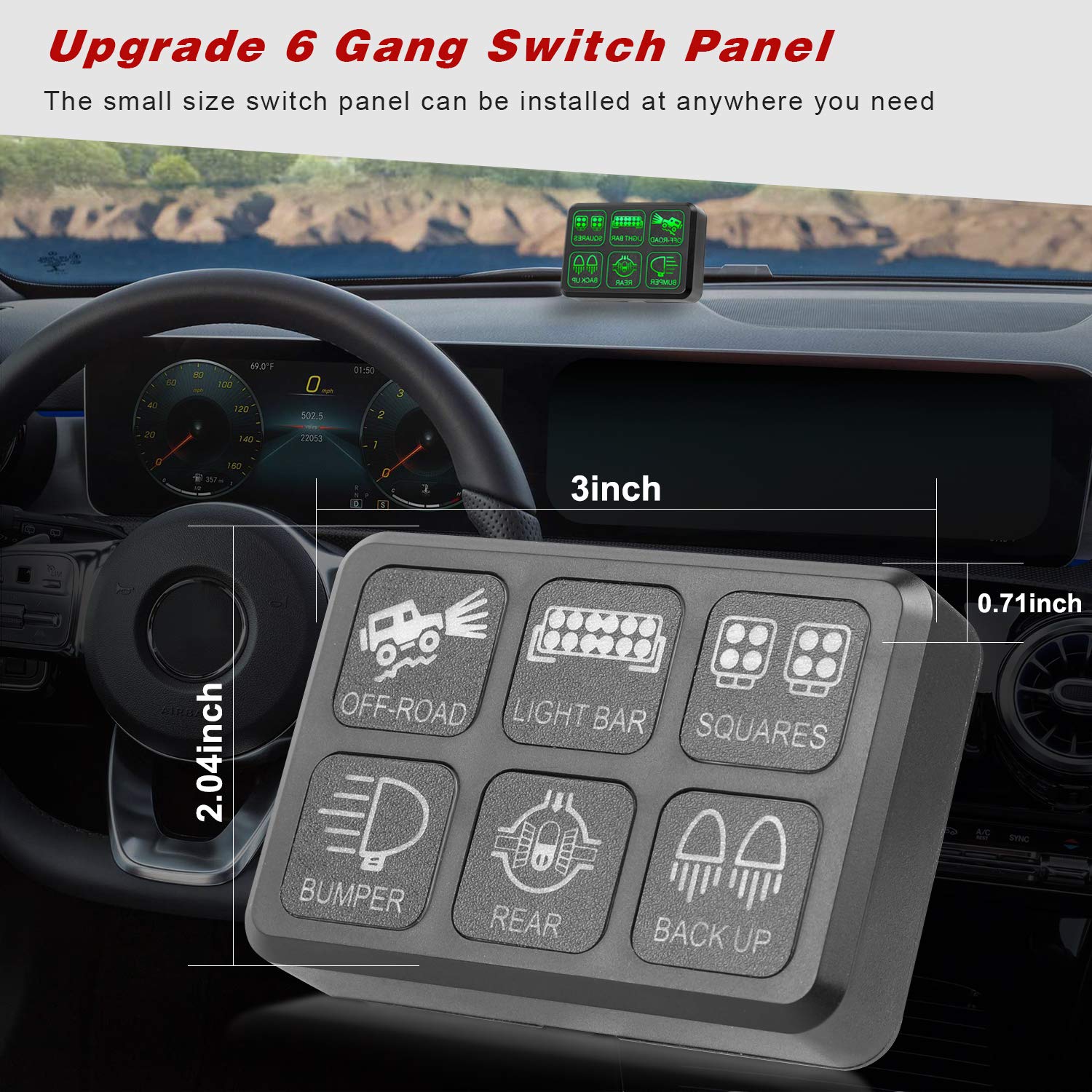 6 Gang Switch Panel Kit with Relay System for Car Marine Boat ATV UTV Truck R242