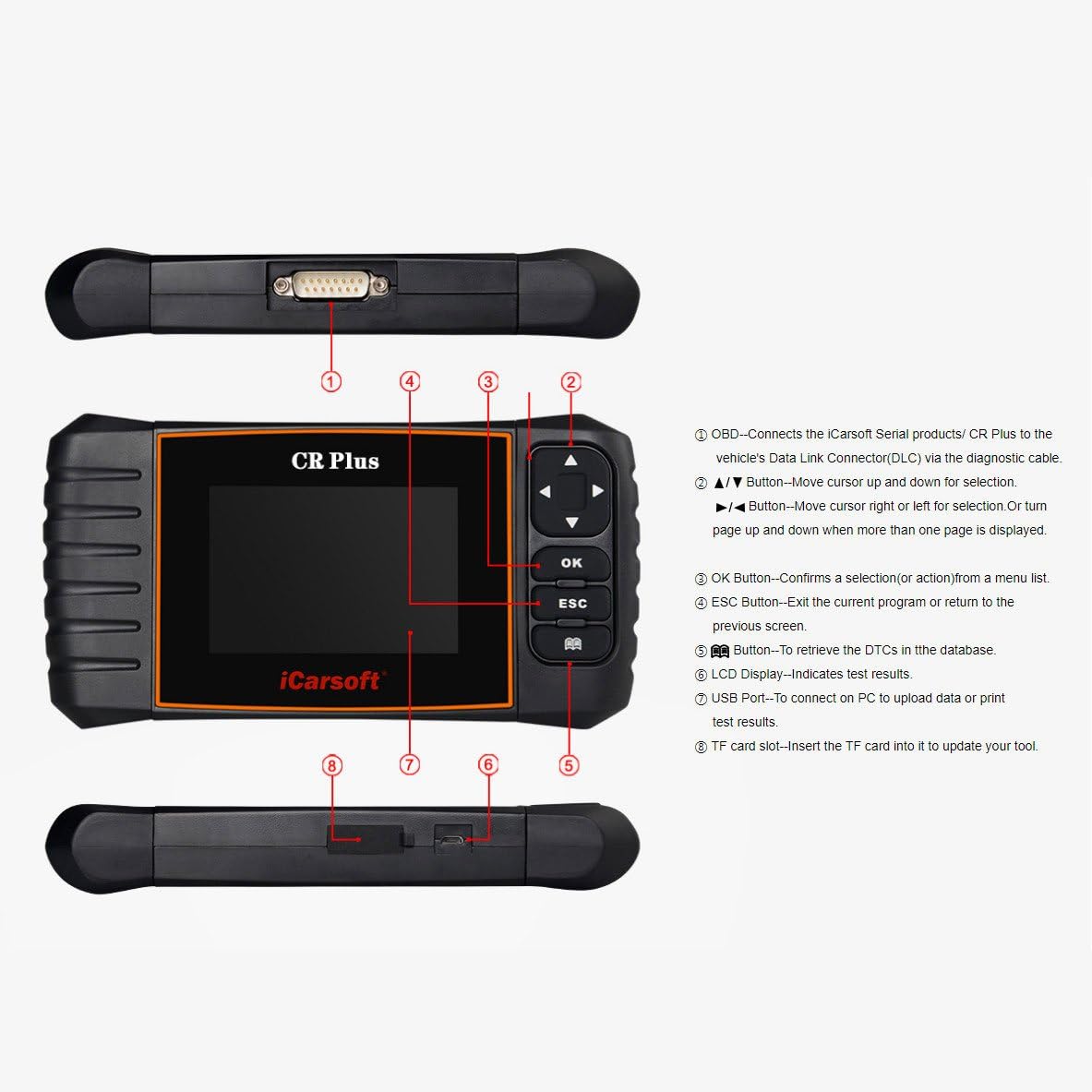 iCarsoft CR Plus OBD2 diagnostic scanner for multi brand vehicles T5669