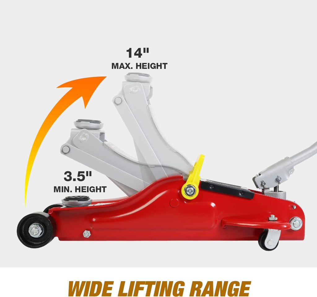 JackBoss Torin Hydraulic Low Profile Floor Jack 2.5 Ton with Storage Case, Red R264015