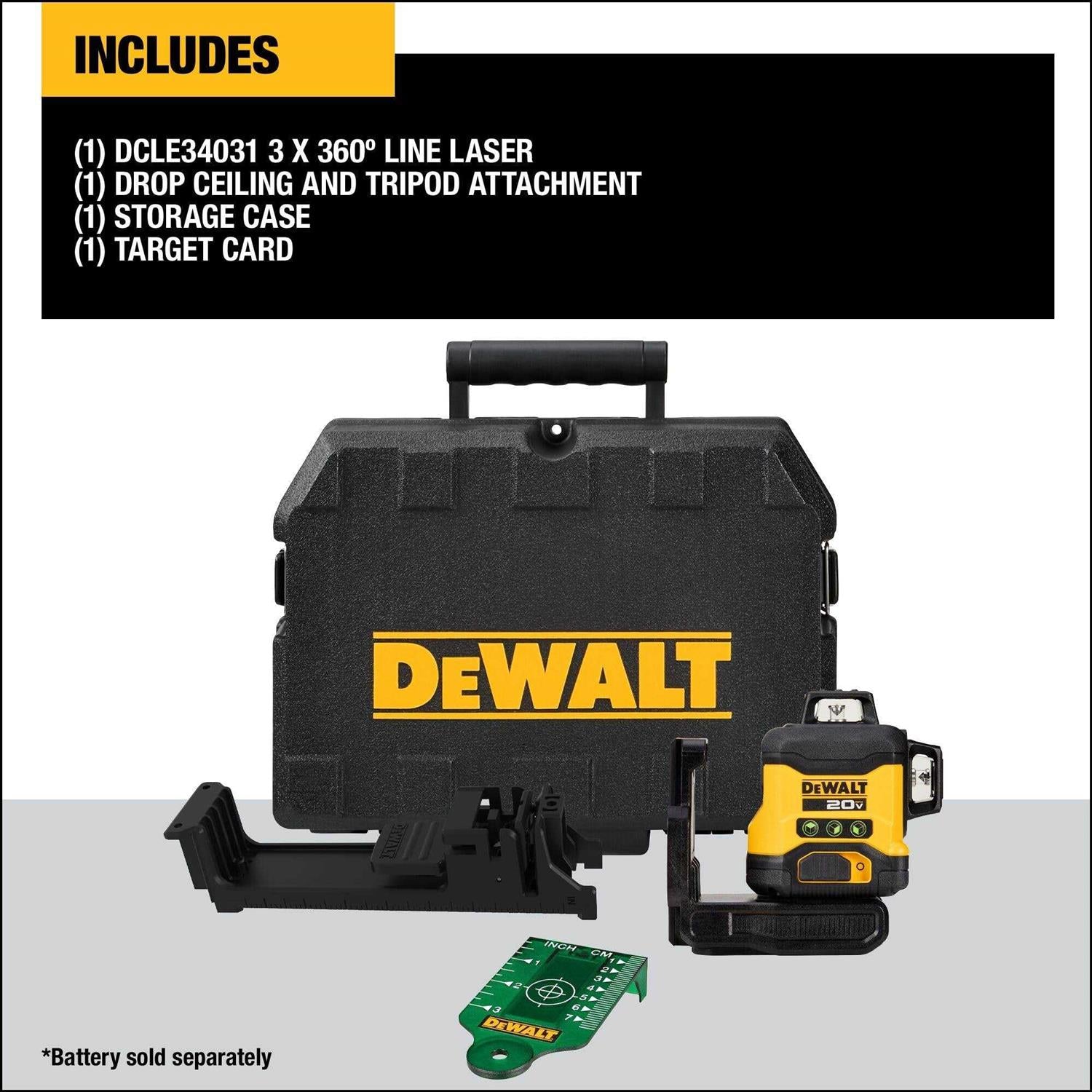 DEWALT DCLE34031B 20V 3x360 Green Line Laser I78521