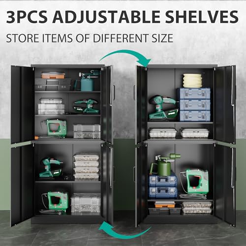 SISESOL Metal Storage Cabinet with 2 Adjustable Shelves, 36" H E162