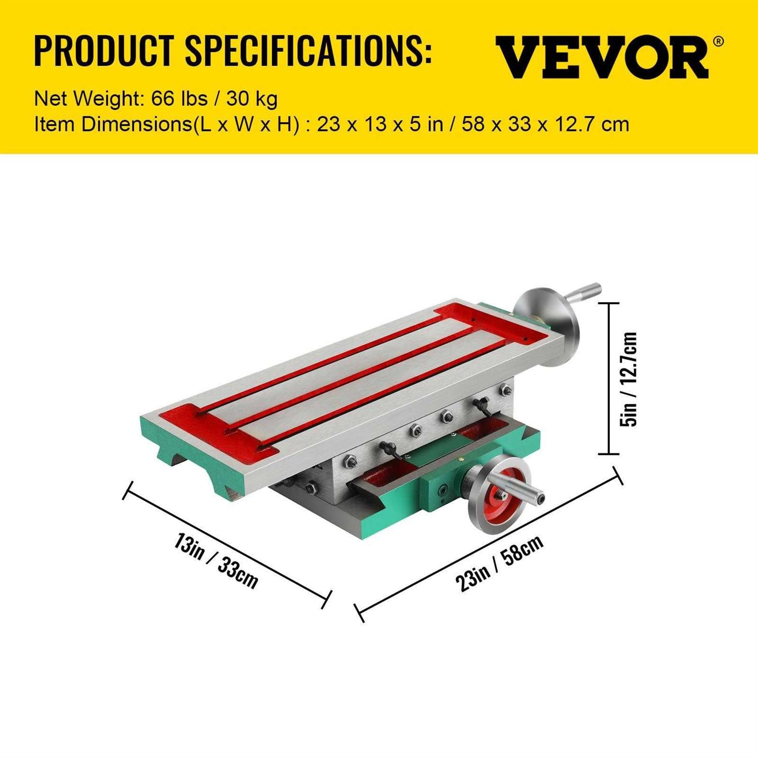 VEVOR Milling Working Table 17.7 x 6.7 Inch 2 Axis Compound Slide O376