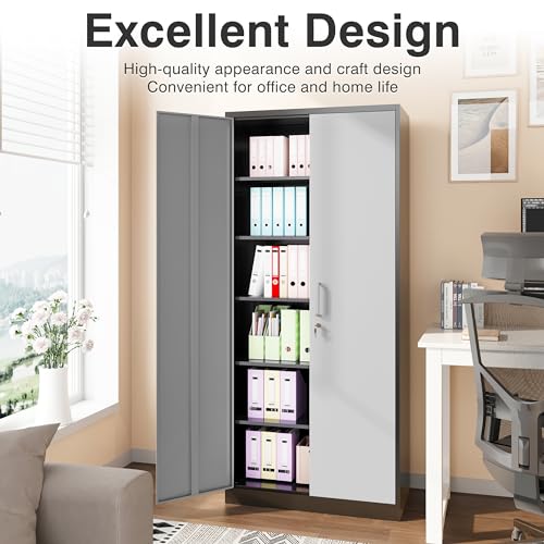 SISESOL Metal Storage Cabinet with 2 Adjustable Shelves, 36" H E162