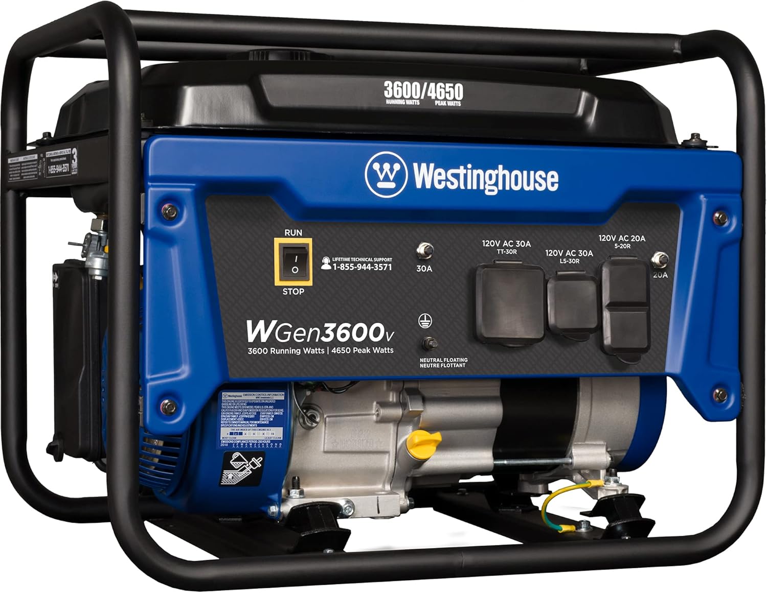 Westinghouse WGen3600 Portable Generator, 3600W Rated, 4650W Peak, RV Ready C70598