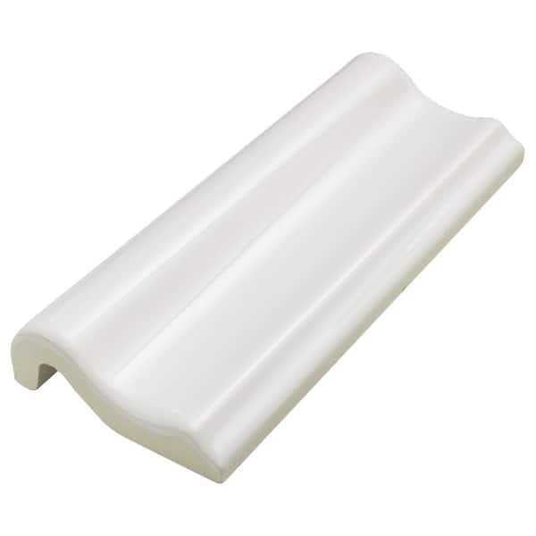 Daltile Restore Bright White 2x6 in. Glazed Ceramic Chair Rail Trim Tile N432