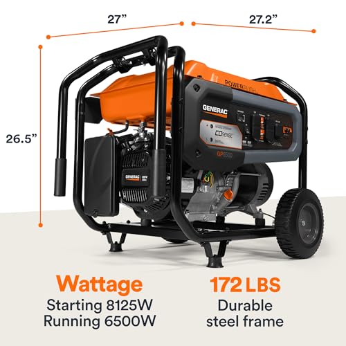 Generac 8000-Watt Gas-Powered Portable Generator with Electric Start, Orange/Black H399