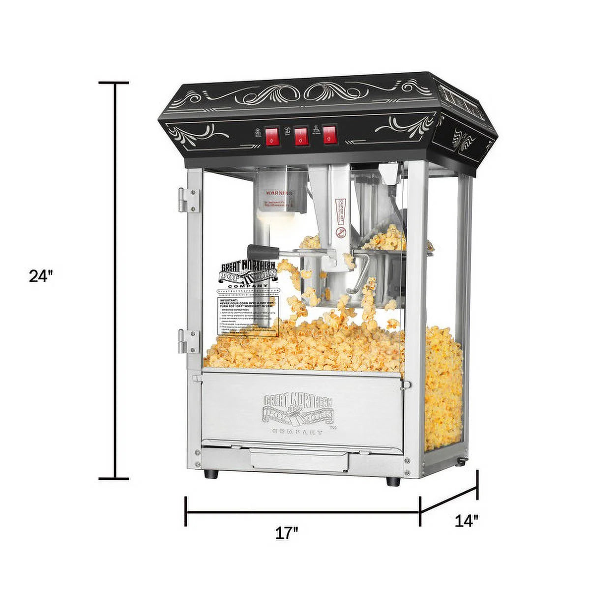 Great Northern Popcorn 8oz Kettle Countertop Machine, Black Y861836