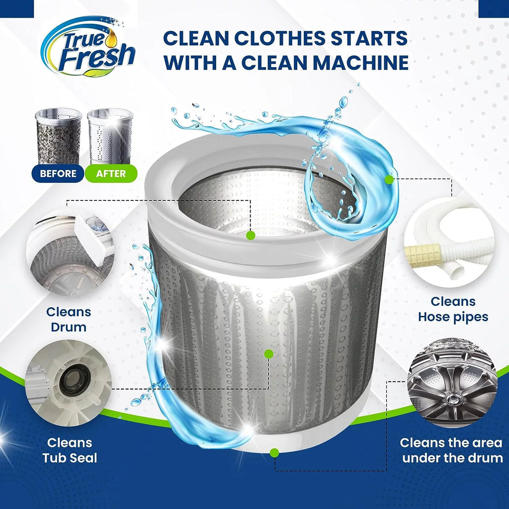 True Fresh Washing Machine Cleaner Tablets, 15 Count, Deep Cleaning for All Washers N211