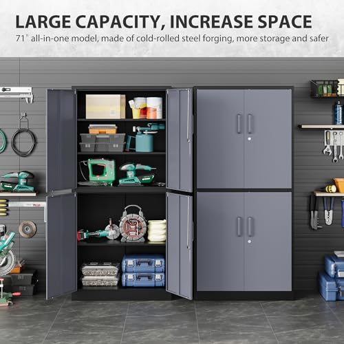 SISESOL Metal Storage Cabinet with 2 Adjustable Shelves, 36" H E162