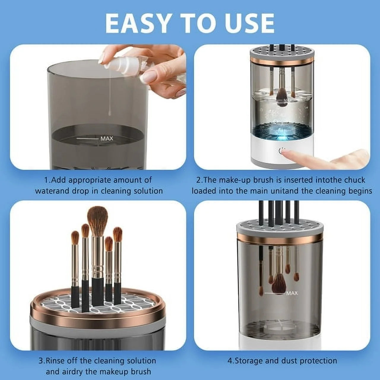 Electric Portable Makeup Brush Cleaner Machine with Cleaning Mat B9022