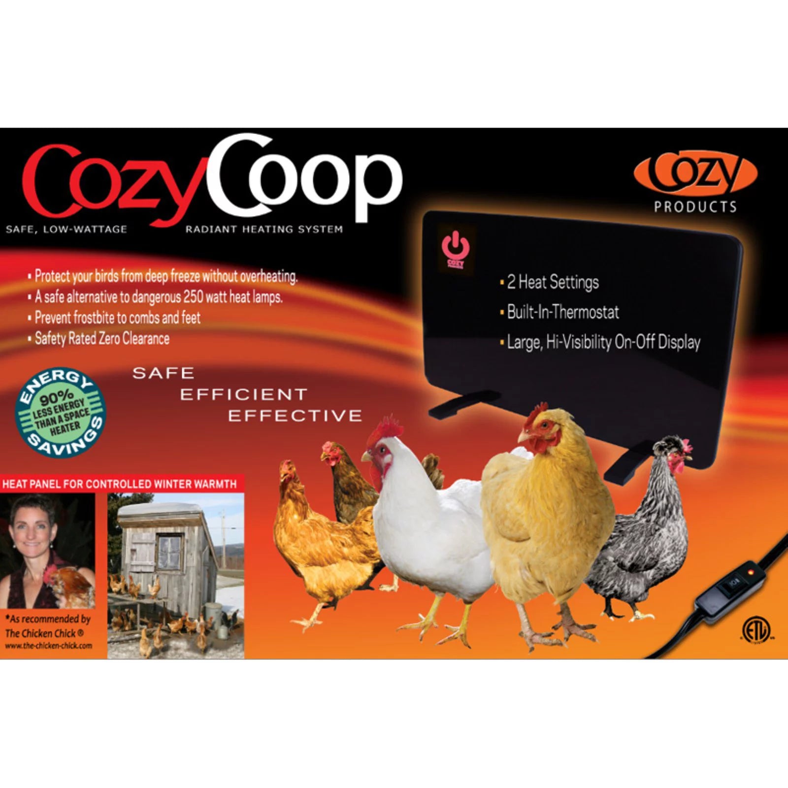 Cozy Coop Chicken Coop Heater, 200-Watt Radiant Heater O676
