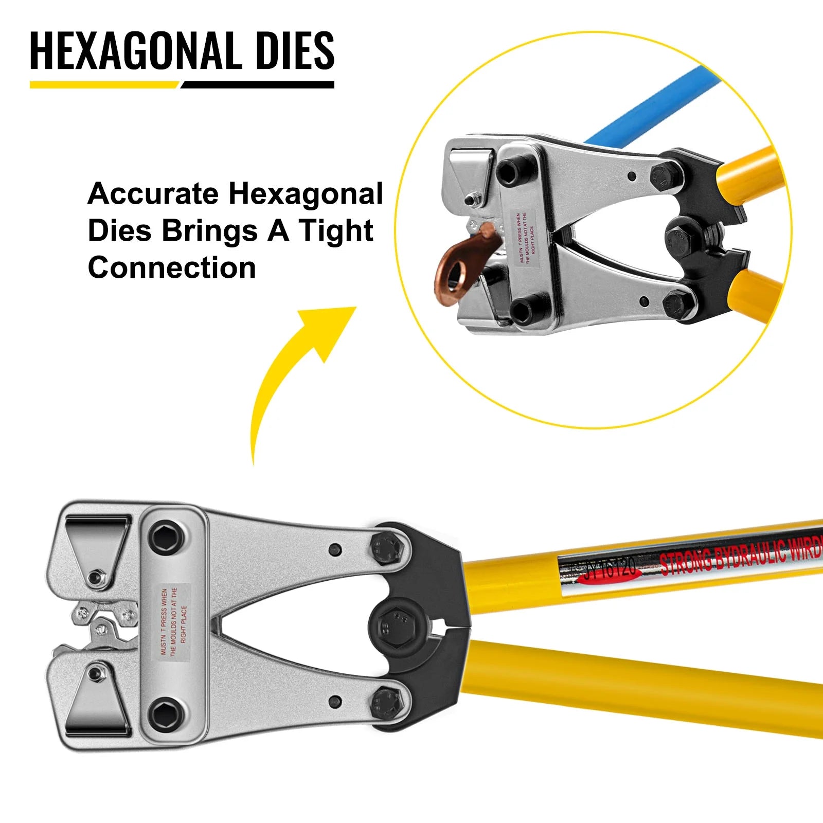 VEVOR Battery Cable Crimping Tool 10-120 mm2, Hexagon Lug Crimper C620