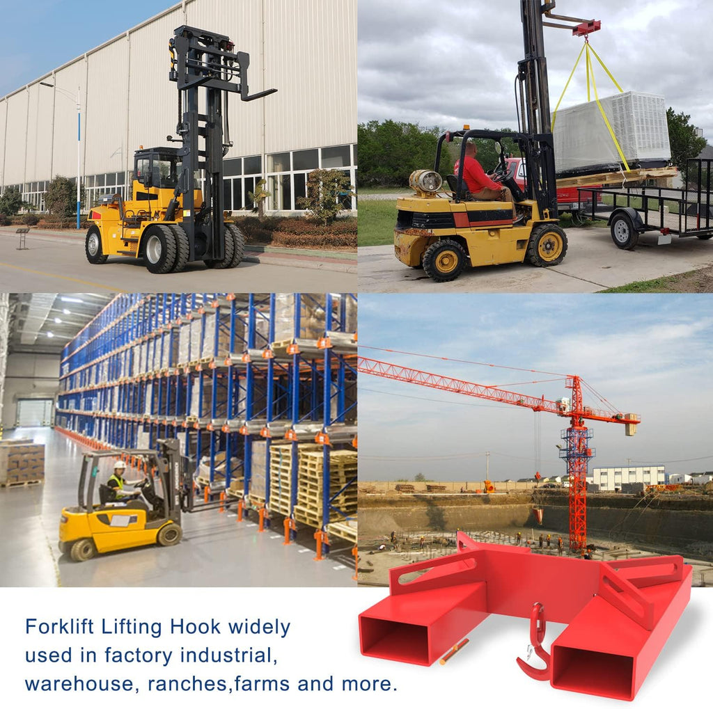 ELITEWILL Forklift Lifting Hook, 6600lbs Capacity, Red with Swivel Hook Q7213