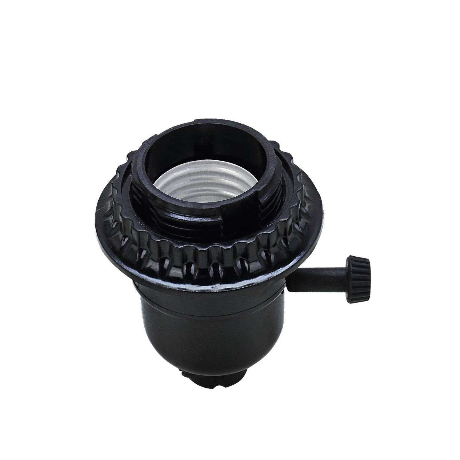Aspen Creative 21311-11 Phenolic 2-Way Lamp Socket with Turn Knob Switch, Black G3907