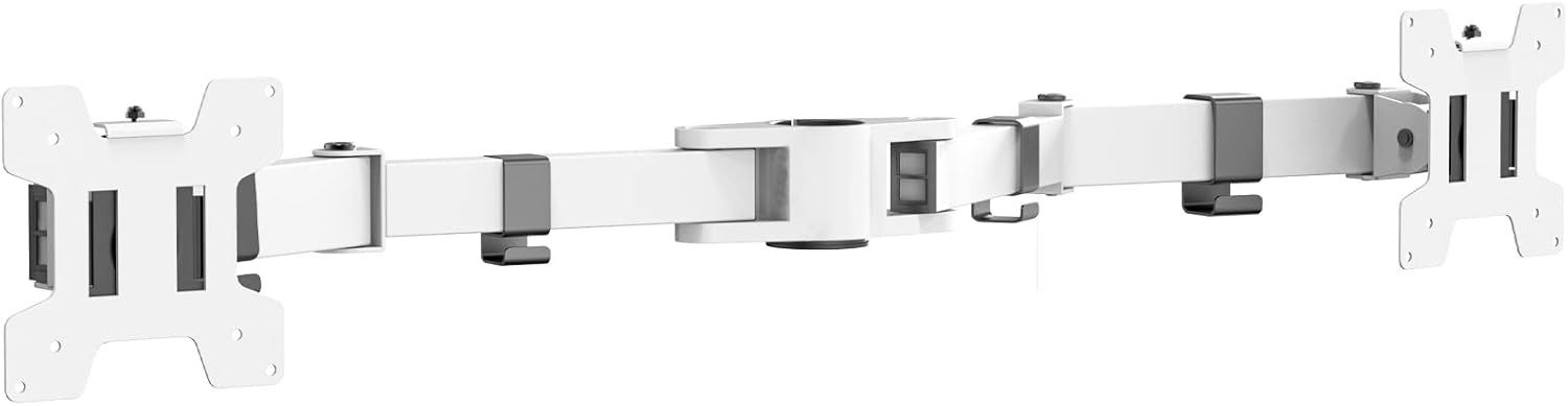 WALI Dual Monitor Arm, Fully Adjustable Pole Mount Bracket, White U436
