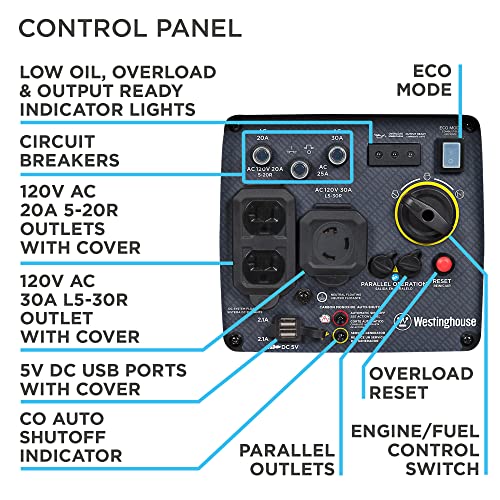 Westinghouse 5000 Peak Watt Dual Fuel Portable Inverter Generator, Remote Electric Start E228