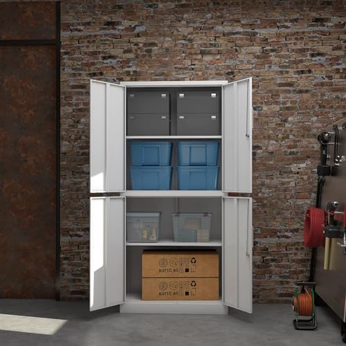 SISESOL Metal Storage Cabinet with 2 Adjustable Shelves, 36" H E162