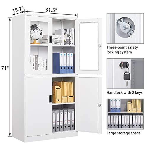 SISESOL Metal Storage Cabinet with 2 Adjustable Shelves, 36" H E162