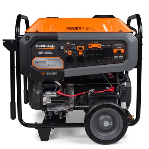 Generac 8000-Watt Gas-Powered Portable Generator with Electric Start, Orange/Black H399