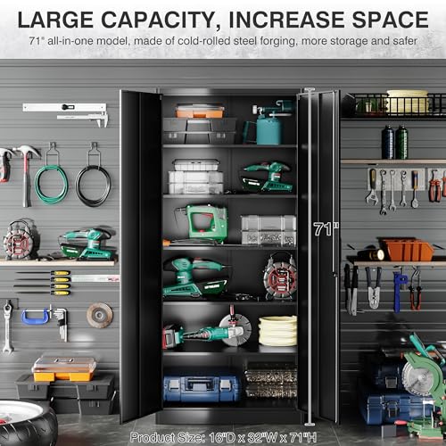 SISESOL Metal Storage Cabinet with 2 Adjustable Shelves, 36" H E162