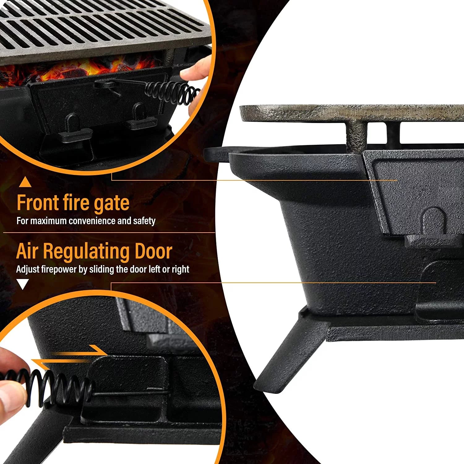 Charcoal Hibachi Grill, Portable Cast Iron Double-Sided BBQ Grill P89721