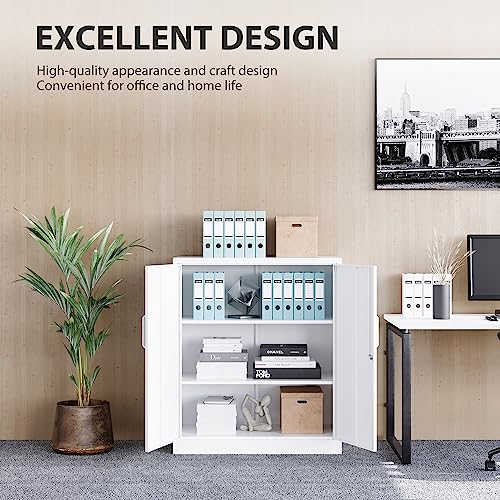 SISESOL Metal Storage Cabinet with 2 Adjustable Shelves, 36" H E162