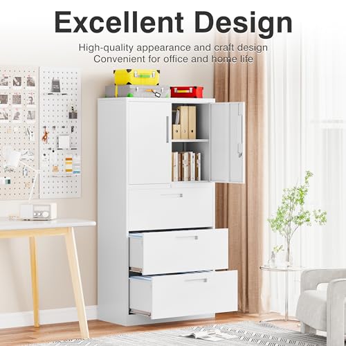 SISESOL Metal Storage Cabinet with 2 Adjustable Shelves, 36" H E162