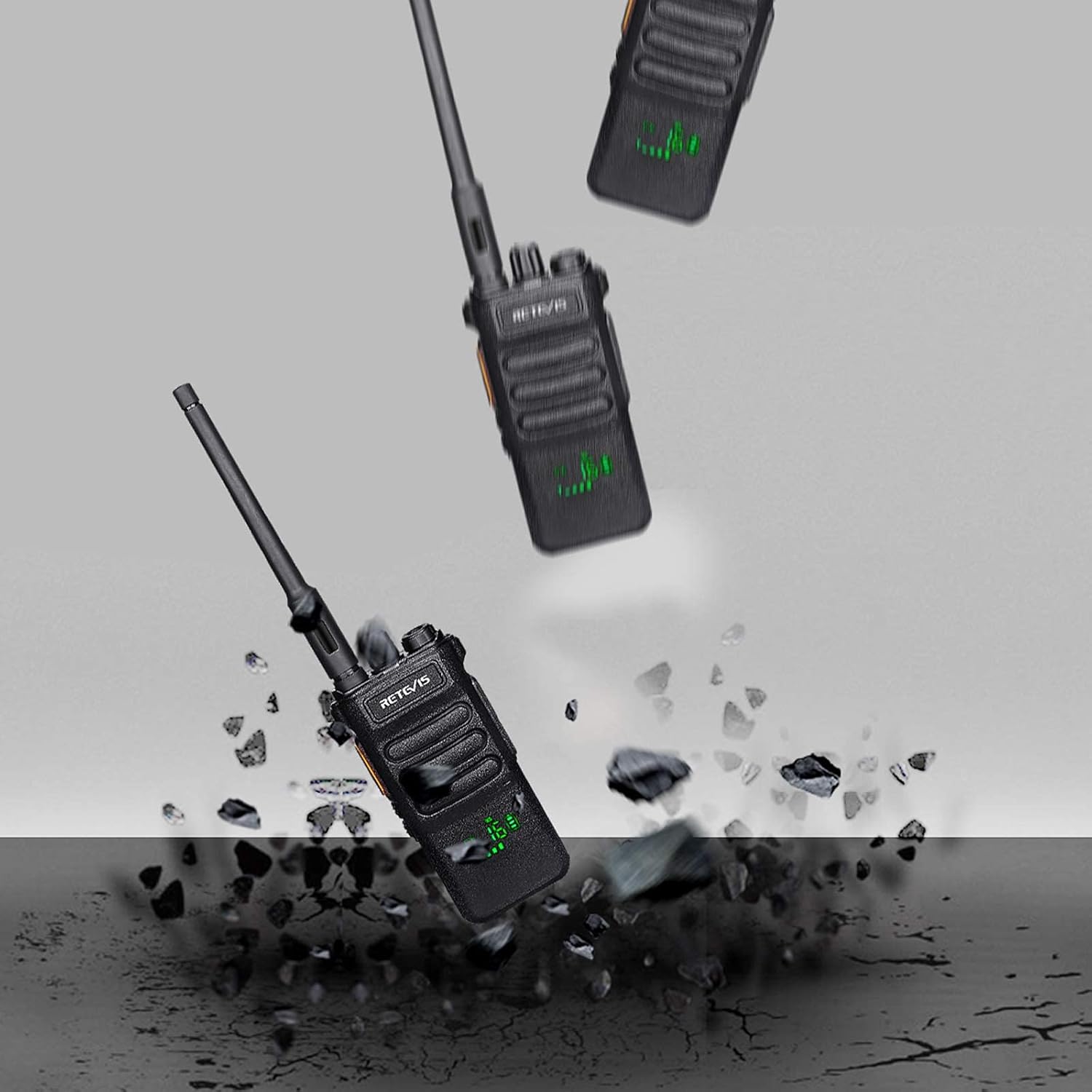 Retevis RT86 Two Way Radios Long Range Rechargeable 2600mAh with Shoulder Mic (4 Pack) O392380