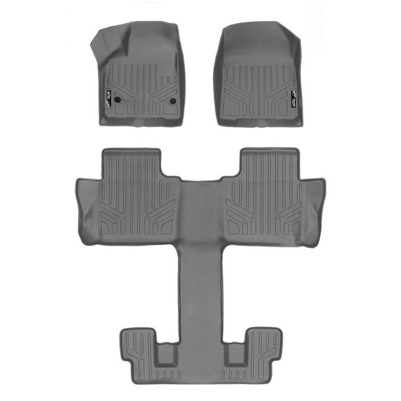 Smartliner SA2230-B2230 Custom Fit 3 Row Floor Mats Liner Set with 2nd Row Bucket Seats for 2017-2021 GMC Acadia, Gray