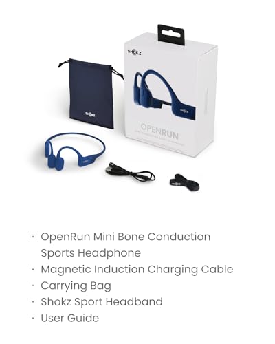 SHOKZ OpenRun Open-Ear Bone Conduction Sport Headphones, Sweat Resistant, Black B872